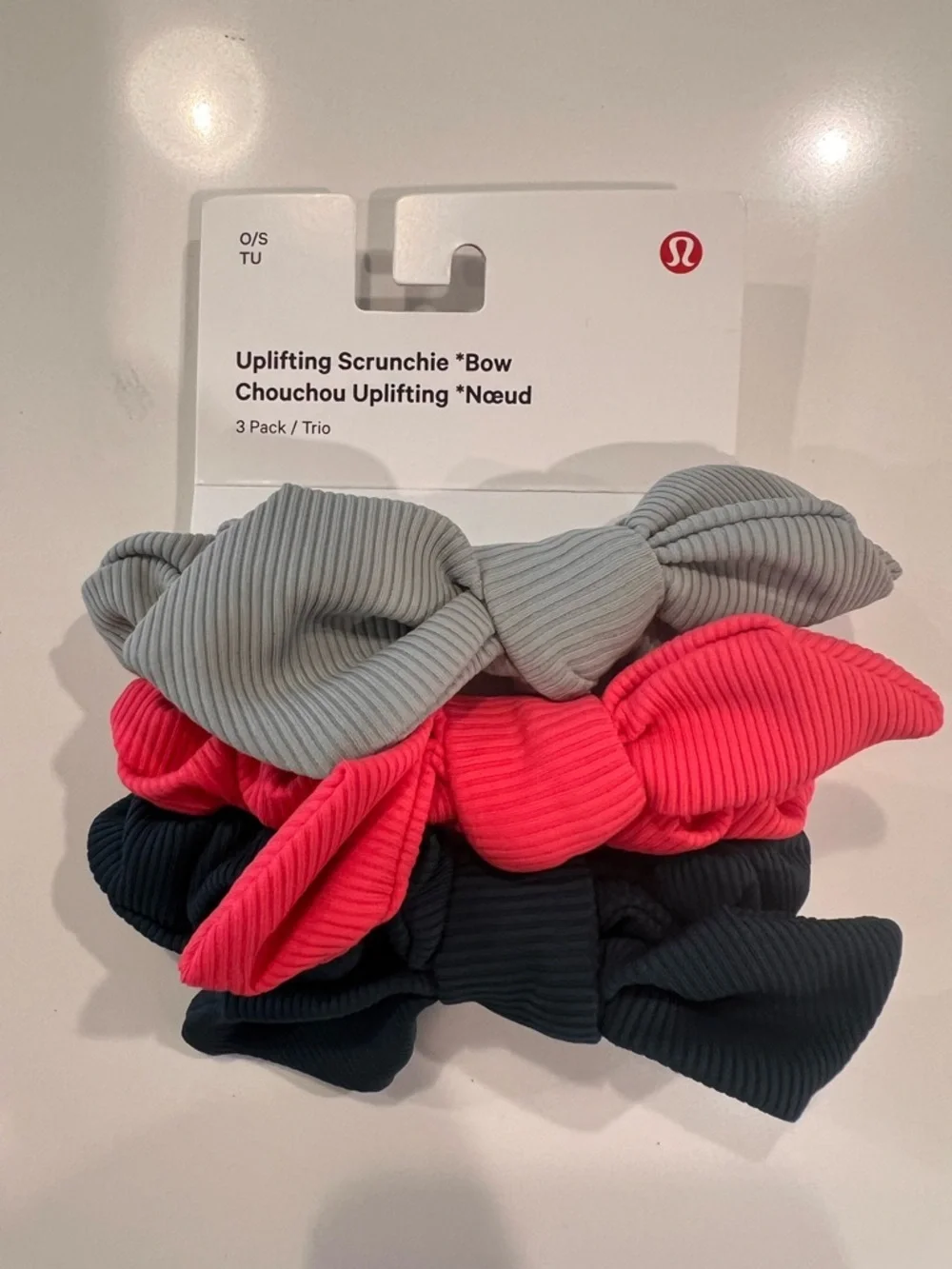 lululemon athletica Uplifting Scrunchie Bow 3-Pack - Gray, Pink, Black